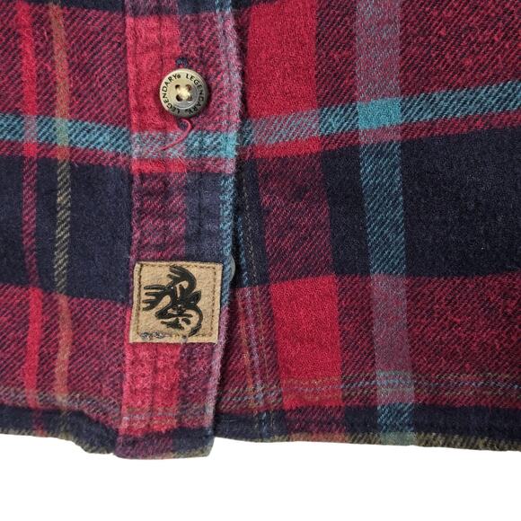 Legendary Whitetails Flannel Shirt Womens Small Plaid Cotton Button Front Red - Picture 6 of 12